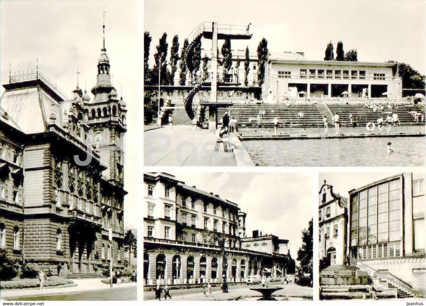 Bielsko Biala - Ratusz - Basen plywacki - Ulica Zamkowa - Narodowy Bank Polski - Town Hall - Poland - unused - JH Postcards