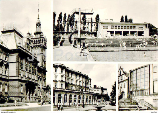 Bielsko Biala - Ratusz - Basen plywacki - Ulica Zamkowa - Narodowy Bank Polski - Town Hall - Poland - unused - JH Postcards