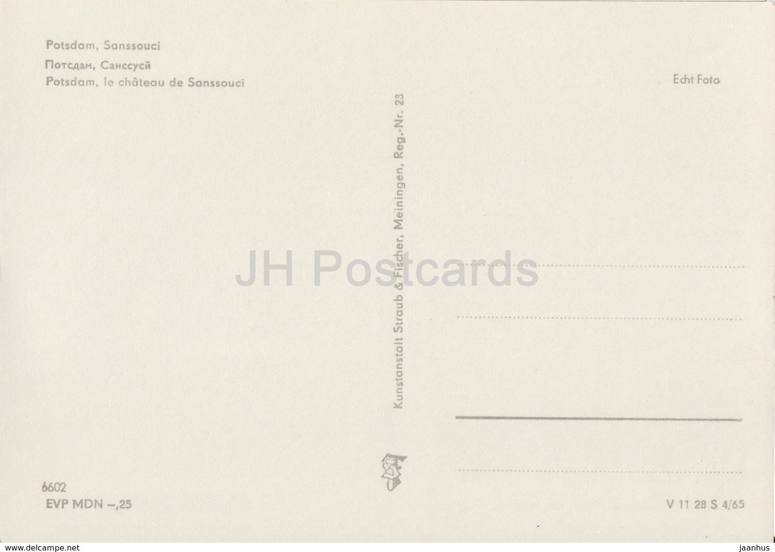 Potsdam - Sanssouci Palace - terrace - REISEBÜRO - 1964 - DDR - Germany - unused - JH Postcards