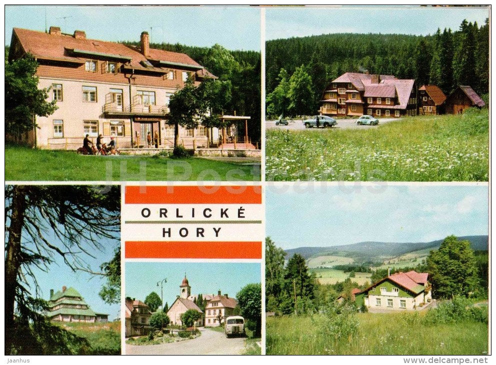 Orlicke Hory - hotel Orlice - hotel Serlissky Mlyn - hotel Panorama - Czechoslovakia - Czech - unused - JH Postcards