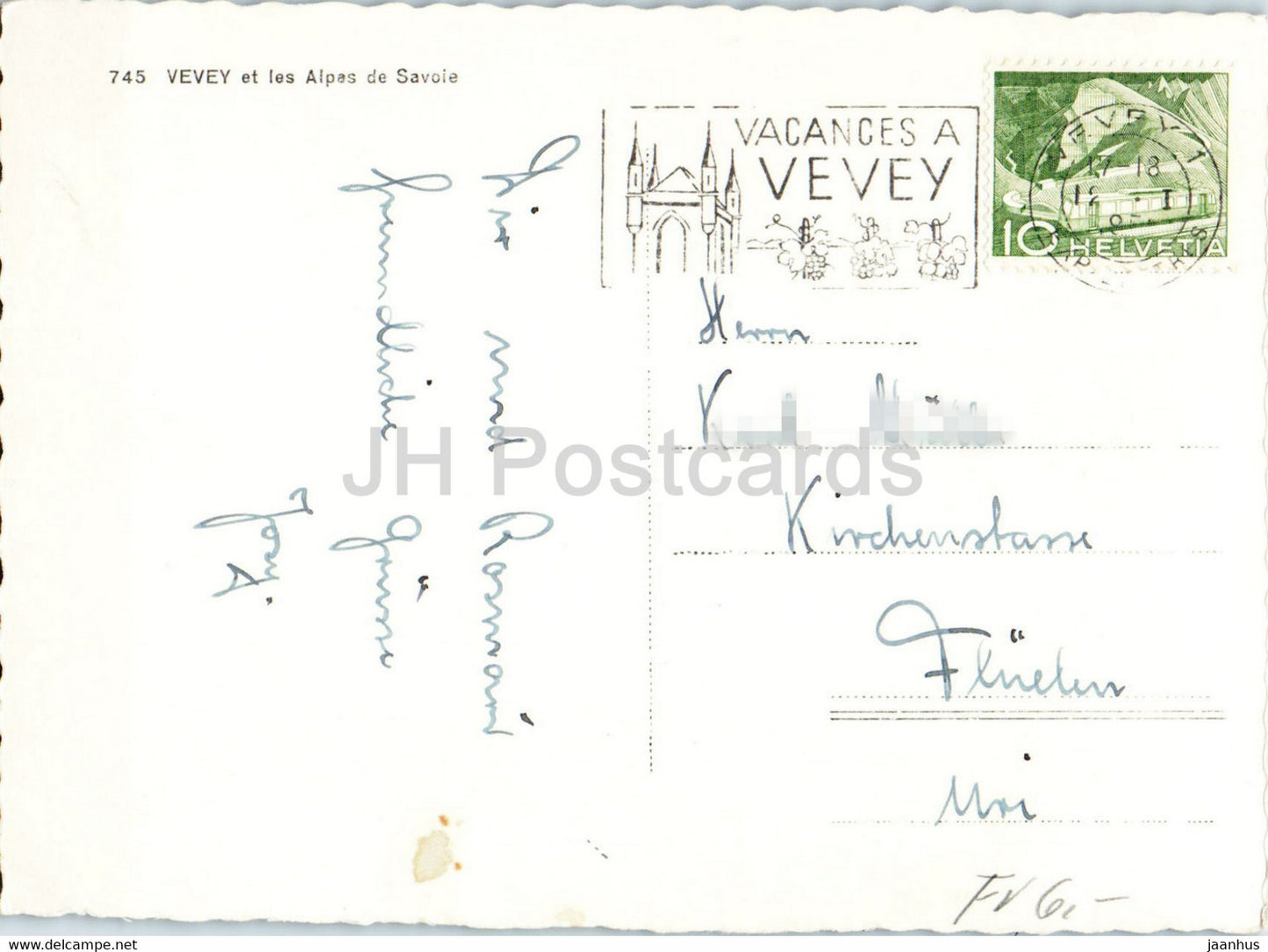 Vevey et les Alpes de Savoie - 745 - old postcard - Switzerland - used