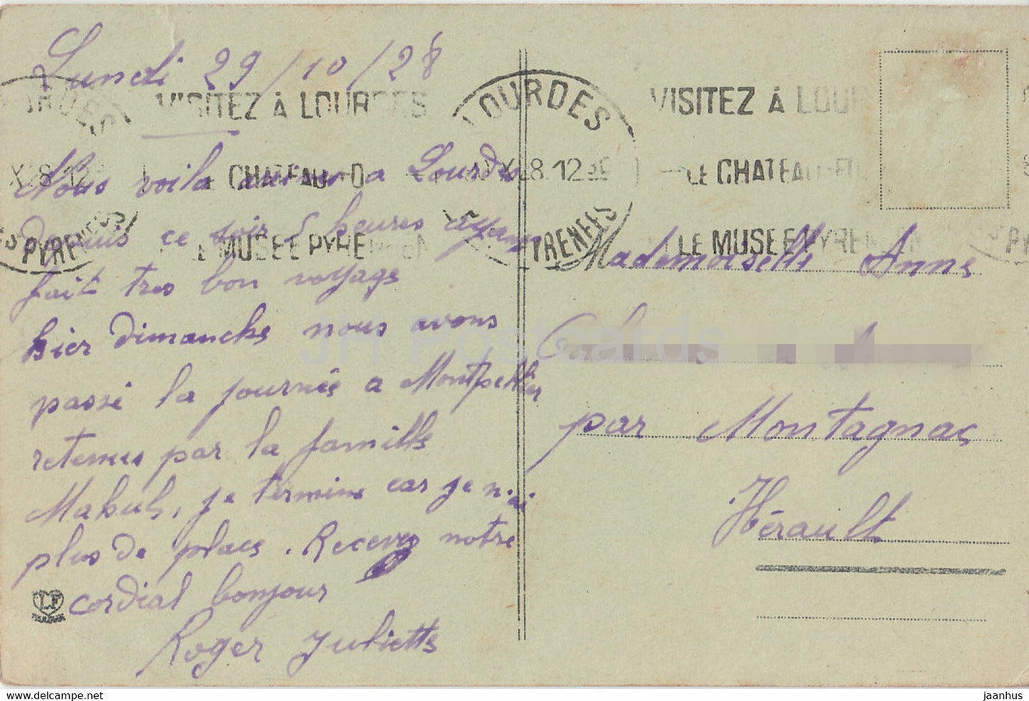 De Lourdes Portez lui - Kathedrale - Schwalbe - alte Postkarte - 1928 - Frankreich - gebraucht