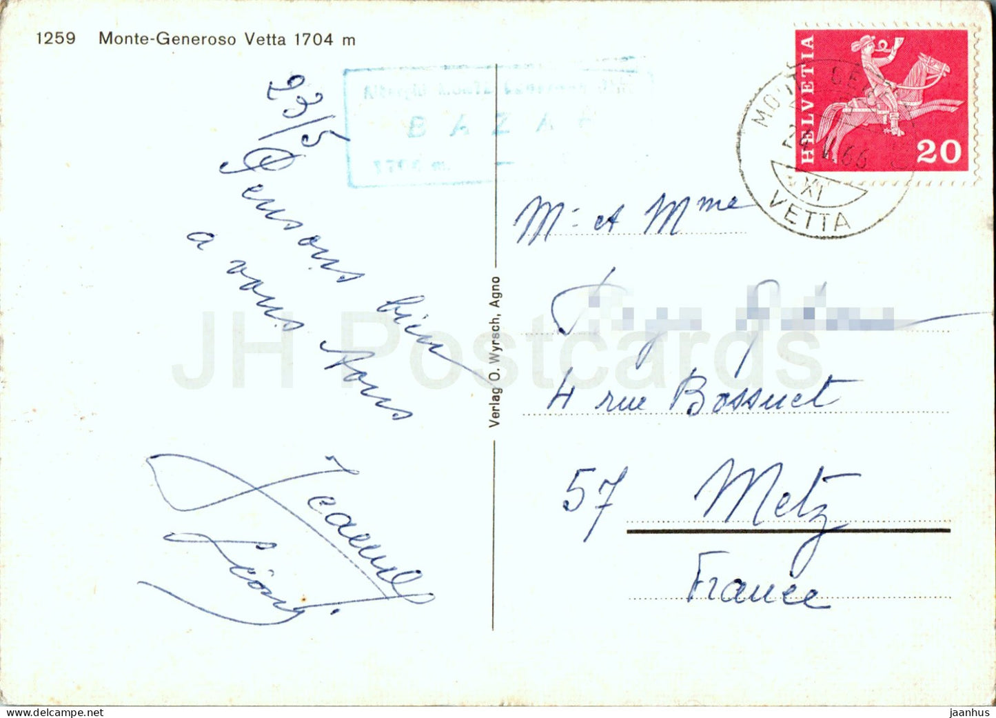 Monte Generoso Vetta 1704 m - 1259 - 1966 - Switzerland - used