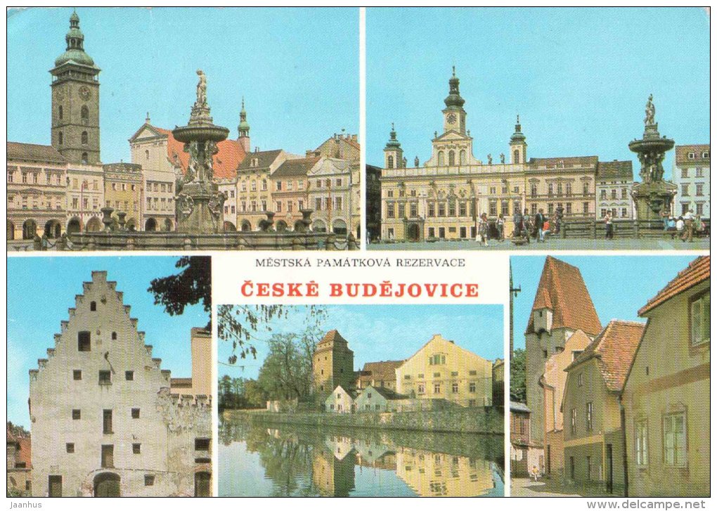 Ceske Budejovice - Old Town architecture - Czechoslovakia - Czech - used 1984 - JH Postcards