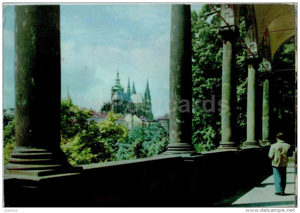 Praha - Prague - Prague Castle from Queen Anne´s Pavilion - Czech - Czechoslovakia - old postcard - unused - JH Postcards