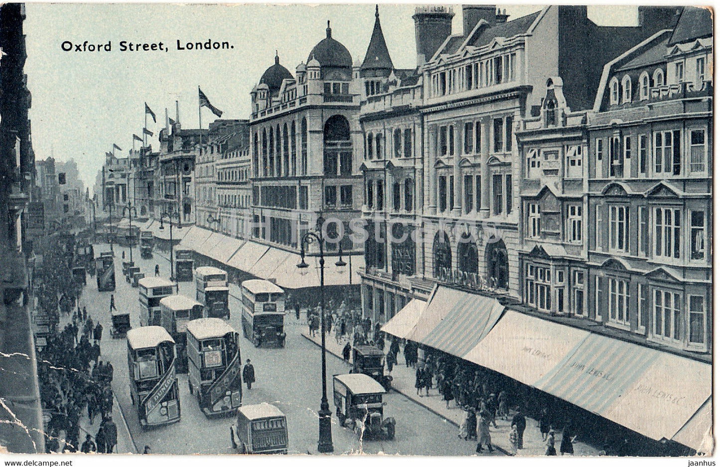 London - Oxford Street - bus - HB - old postcard - 1932 - England - United Kingdom - used - JH Postcards