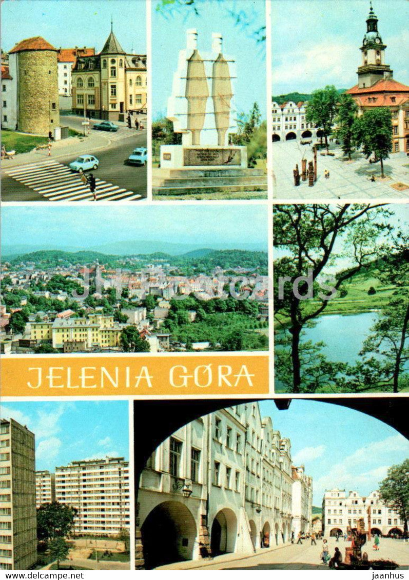 Jelenia Gora - Ratusz - Widok Ogolny - Rakownica - Zabobrze - Town Hall - General View - multiview - Poland - unused - JH Postcards