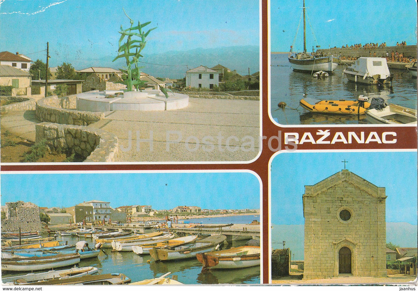 Razanac - boat - chapel - multiview - 16035 - Yugoslavia - Croatia - used - JH Postcards