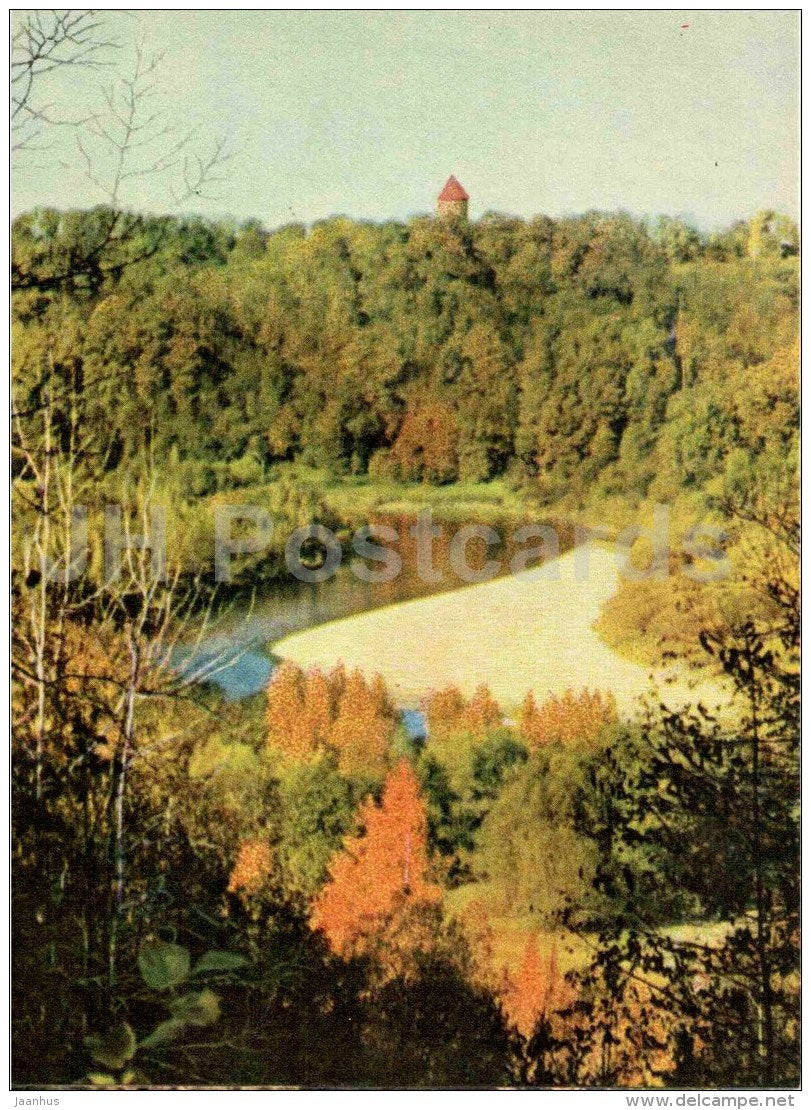 view of the Gauja river bay - Sigulda views - 1963 - Latvia USSR - unused - JH Postcards