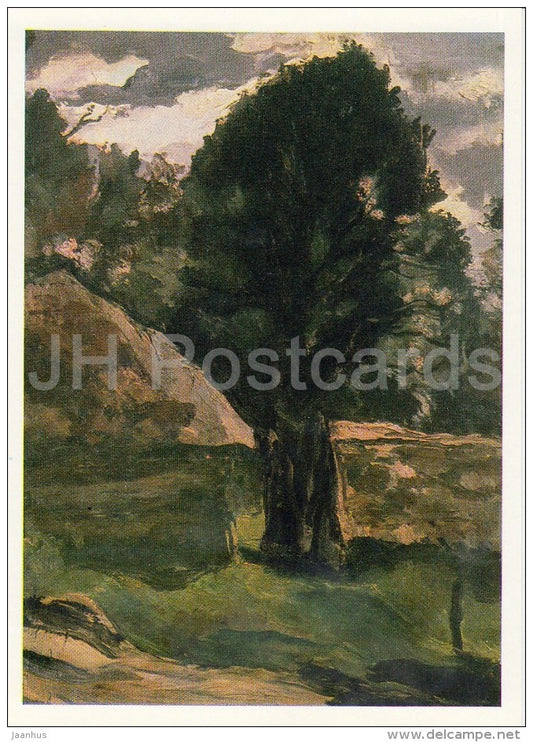 painting by A. Morozov - In Perkhurovo village , 1936 - Russian art - Russia USSR - 1988 - unused - JH Postcards