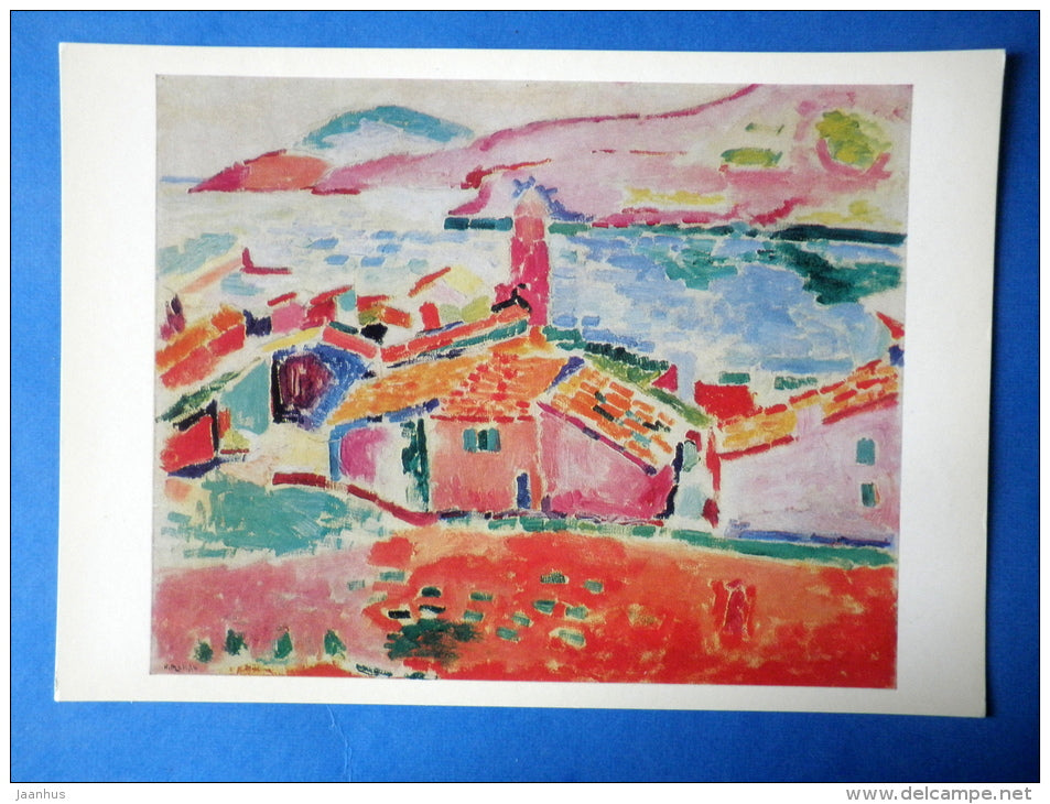 painting by Henri Matisse - large format card - View of Collioure , 1906 - french art - unused - JH Postcards