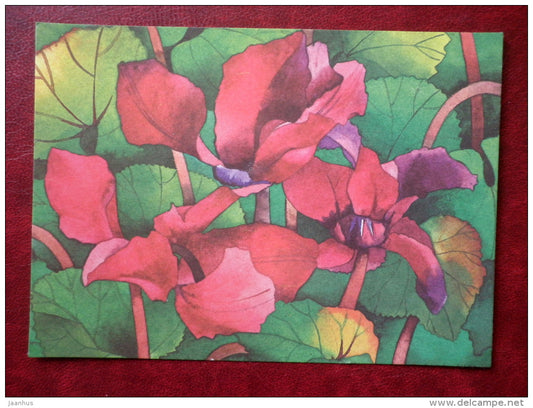 Greeting card - by R. Lukk - flowers - 1985 - Estonia USSR - used - JH Postcards