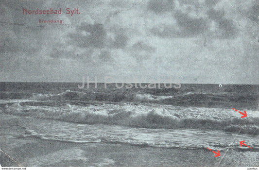 Nordseebad Sylt - Brandung - old postcard - 1919 - Germany - used - JH Postcards