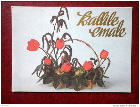 Mothers Day Greeting Card - tulips - flowers - 1988 - Estonia USSR - used - JH Postcards