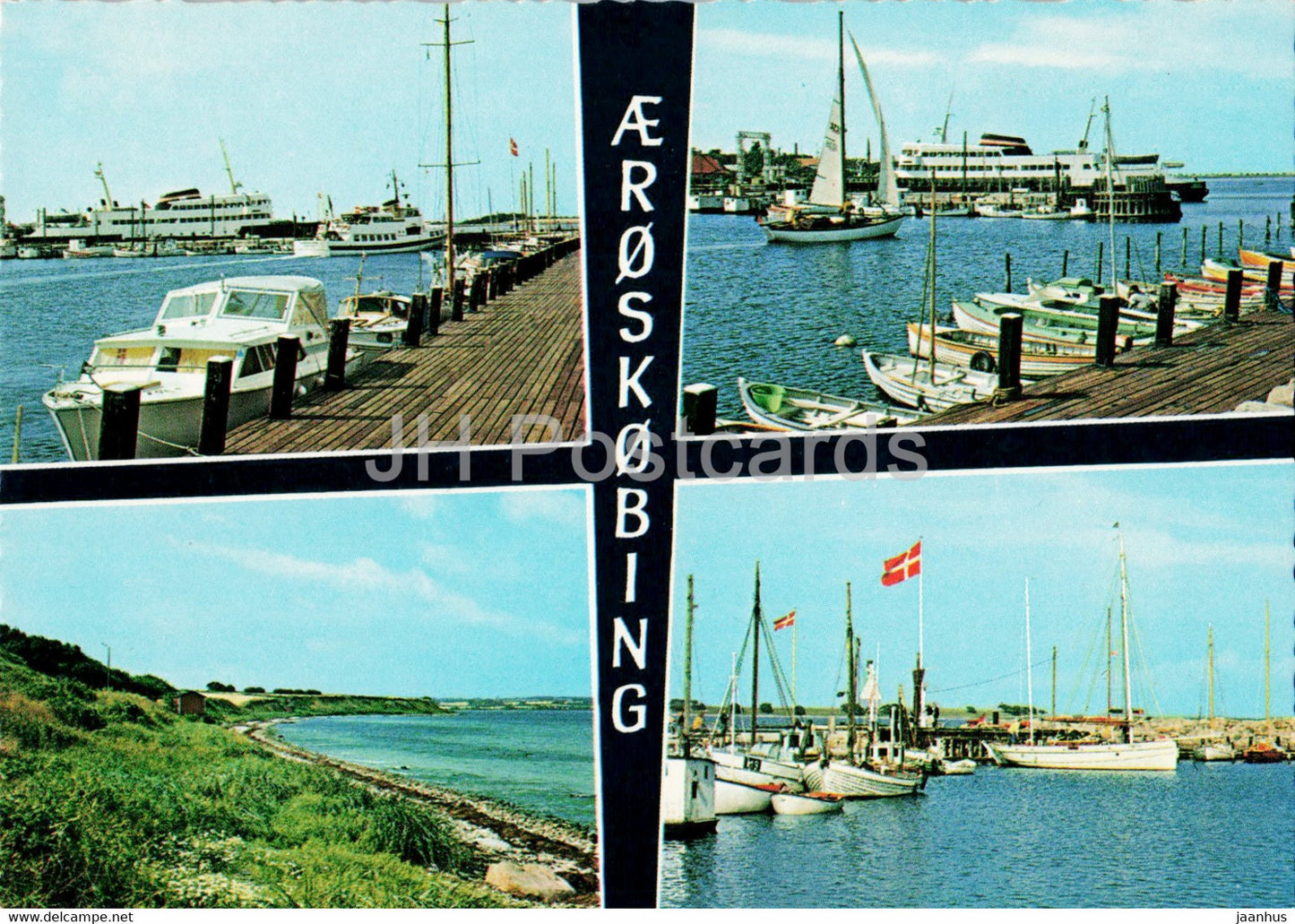 Aeroskobing - The creek of Borgnaes - Harbour - ship - boat - multiview - 1972 - Denmark - used - JH Postcards