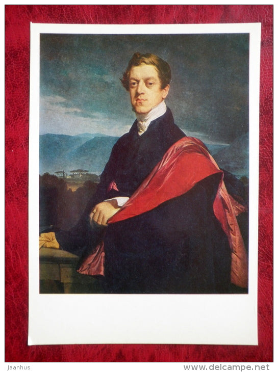 Painting by Jean Auguste Dominique Ingres - Portrait of count Guryev - 1821 - french art - unused - JH Postcards