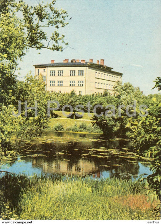 Valmiera - Elementary School - old postcard - Latvia USSR - unused - JH Postcards