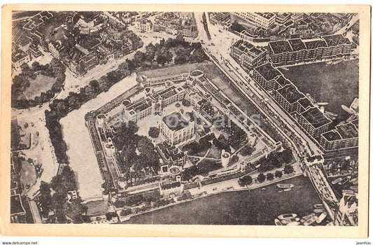 London - Tower of London from the Air - 3 - old postcard - England - United Kingdom - unused - JH Postcards