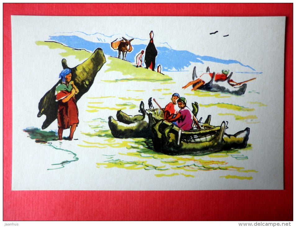 illustration by P. Pavlinov - Skinboats - Boats of the World - 1971 - Russia USSR - unused - JH Postcards