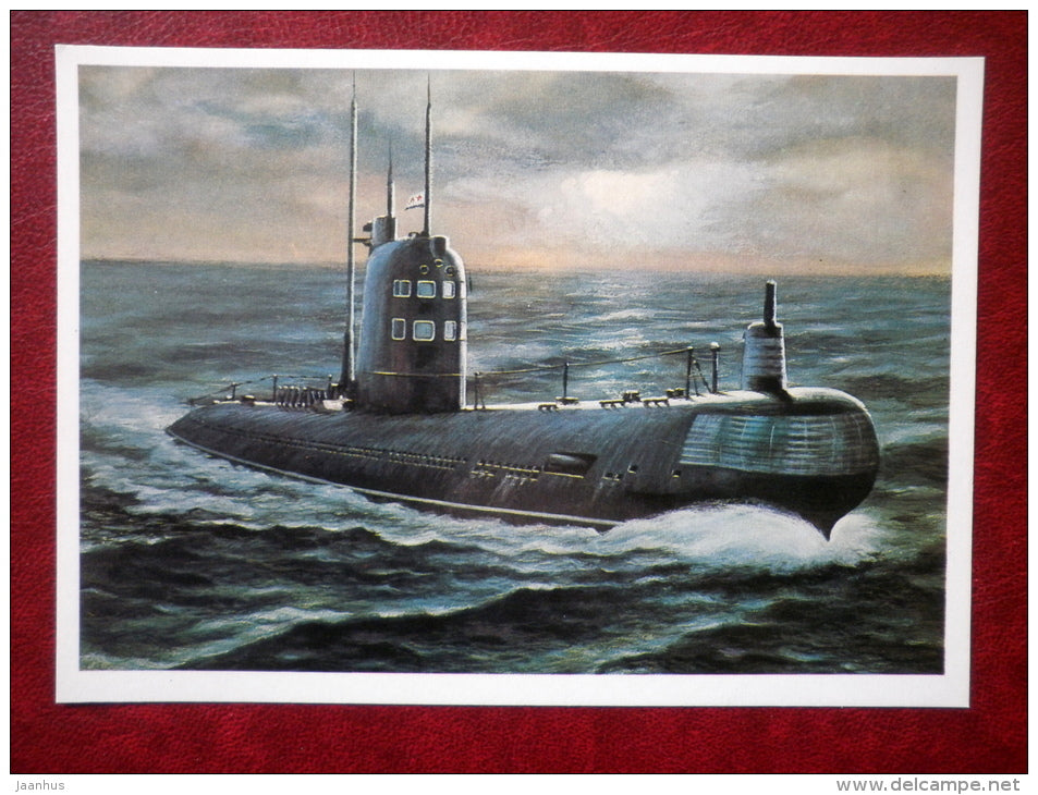 Disel submarine Chelyabinskiy Komsomolets - by V. Ivanov - 1982 - Russia USSR - unused - JH Postcards