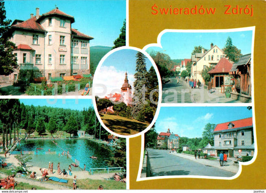 Swieradow Zdroj - Dom wypoczynkowy FWP Mimoza - ulica Boleslawa Bieruta - Klub FWP - multiview - Poland - unused - JH Postcards