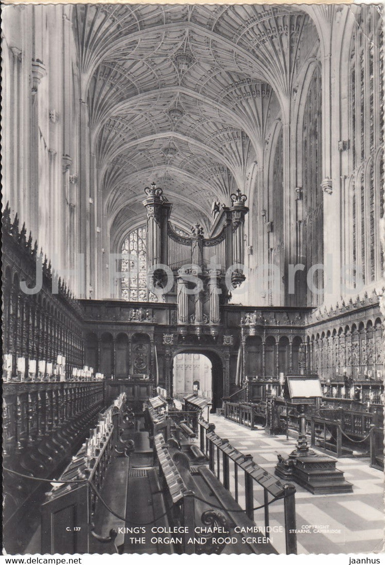 King's College Chapel - Cambridge - The Organ and Rood Screen - 1961 - England - United Kingdom - used - JH Postcards