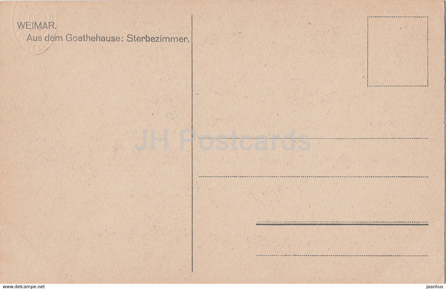 Weimar - Aus dem Goethehause - Sterbezimmer - carte postale ancienne - Allemagne - inutilisée