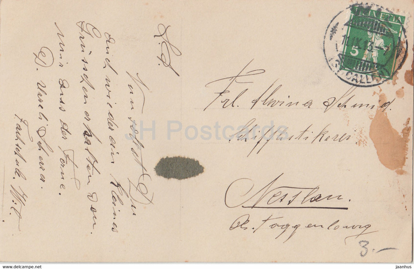 Sah ein Knab ein Roslein steh'n - Junge und Mädchen - Volkstrachten - 3255/2 - alte Postkarte - 1913 - Deutschland - gebraucht