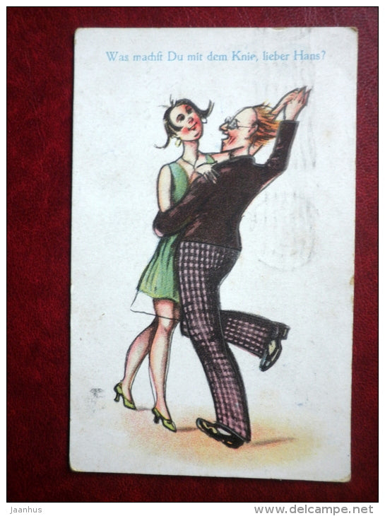 Was machst Du mit dem Knie Lieber Hans ? - dancing - 35 - circulated in Estonia 1932 . Tallinn , Keila - Germany - used - JH Postcards