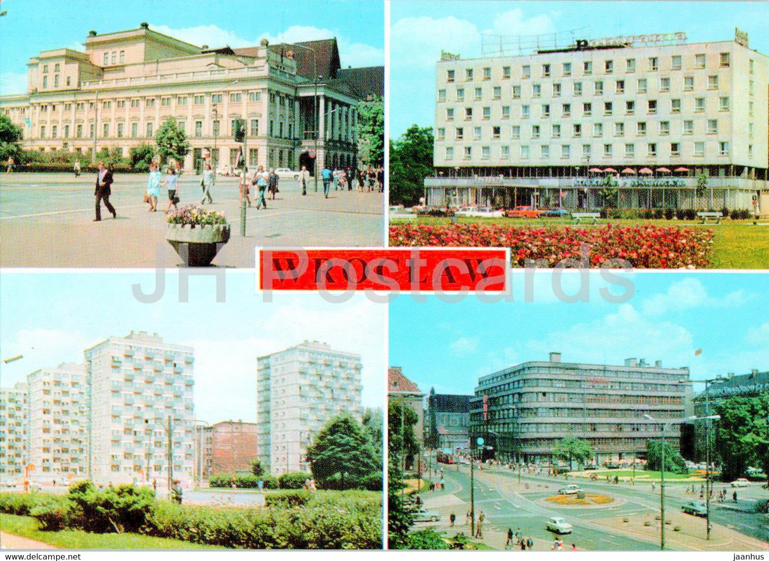 Wroclaw - Gmach Opera - hotel Panorama - ulica Jozefa Wieczorka - Opera House - street - 36 multiview - Poland - unused - JH Postcards