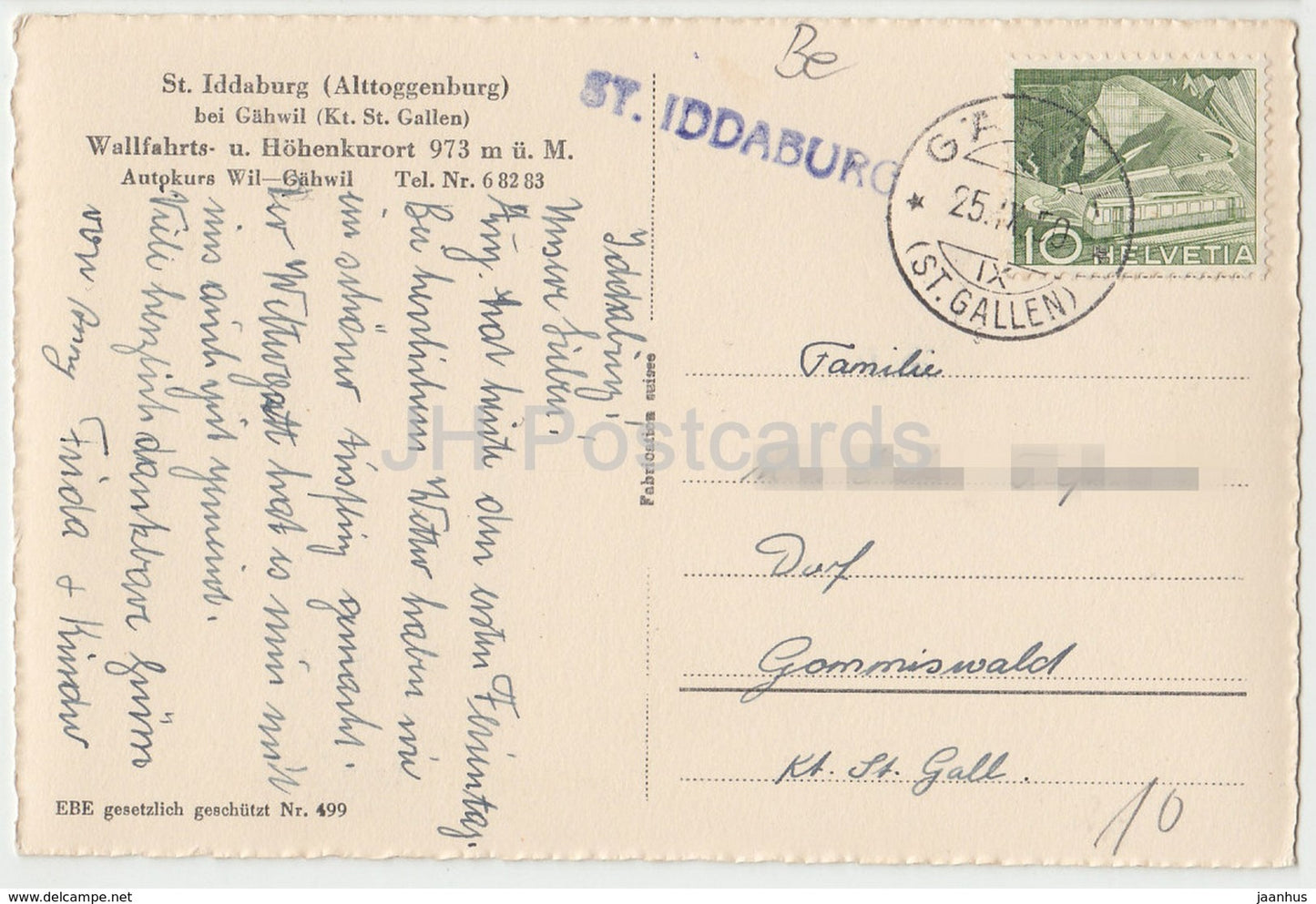 St. Iddaburg - Alttoggenburg bei Gawhli - 1520 - Switzerland - 1950 - used