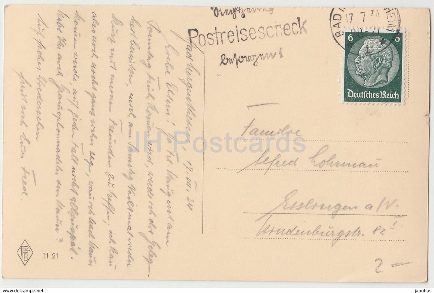 Birken - birch - PFB - old postcard - 1934 - Germany - used