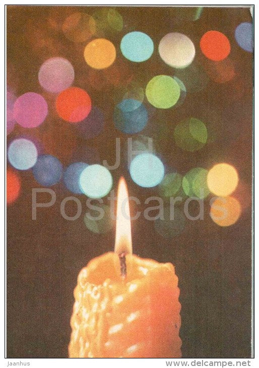 New Year Greeting card - candle - 1977 - Estonia USSR - unused - JH Postcards