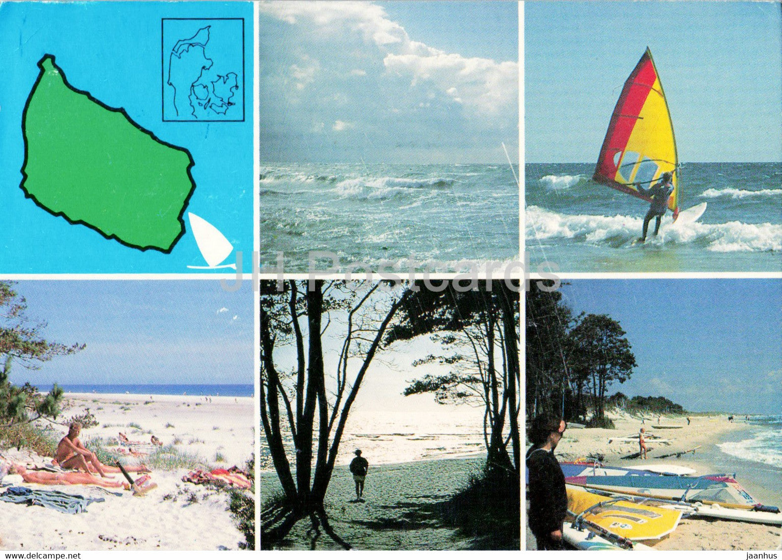Bornholm - sea -  beach - windsurfing - multiview - 1992 - Denmark - used - JH Postcards