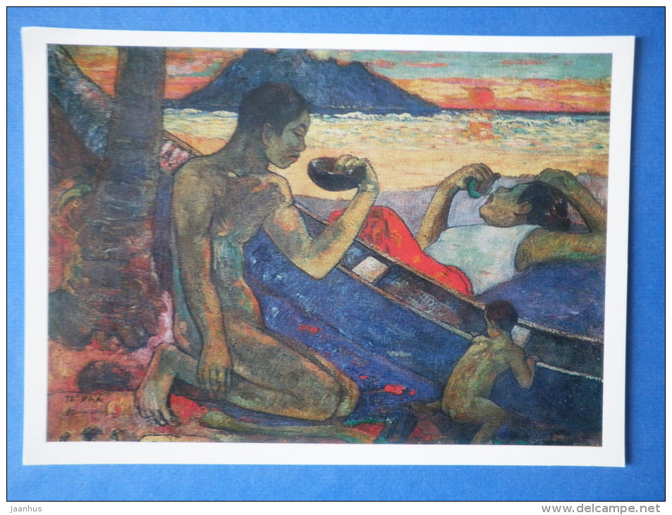 painting by Paul Gauguin - The Canoe , 1896 - boat - french art - unused - JH Postcards