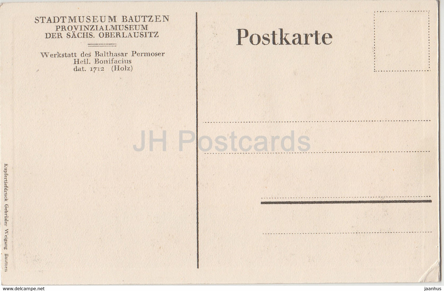 Stadtmuseum Bautzen - Werkstatt des Balthasar Permoser - Heil Bonifacius - Holz - old postcard - Germany - unused