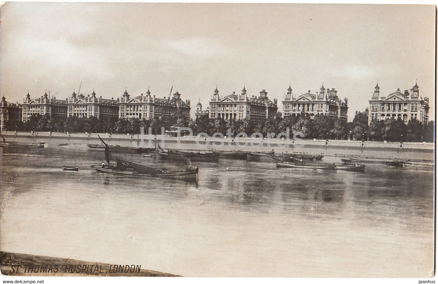 London - St Thomas Hospital - boat - old postcard - England - United Kingdom - unused - JH Postcards