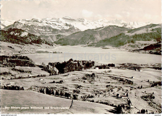 Der Sihlsee gegen Willerzell und Drusbergkette - 24289 - old postcard - 1950 - Switzerland - used - JH Postcards