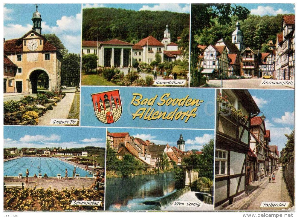 Bad Sooden-Allendorf - Soodener Tor - Kurmittelhaus - Schwimmbad - Fischerstadt - pool - Germany - 1971 gelaufen - JH Postcards