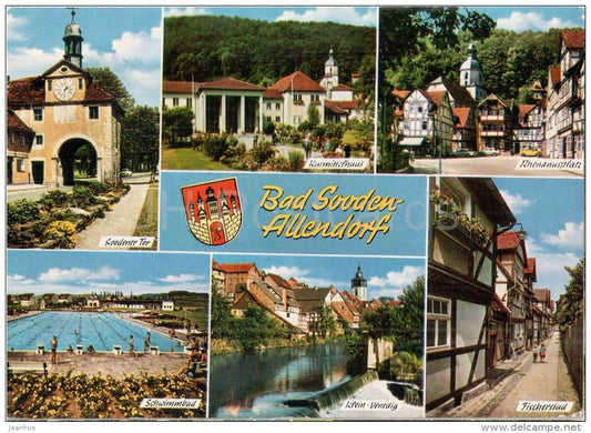 Bad Sooden-Allendorf - Soodener Tor - Kurmittelhaus - Schwimmbad - Fischerstadt - pool - Germany - 1971 gelaufen - JH Postcards