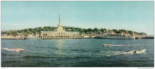 The Harbour Station - ship - motor boat - Sochi - Caucasus - 1966 - Russia USSR - unused - JH Postcards