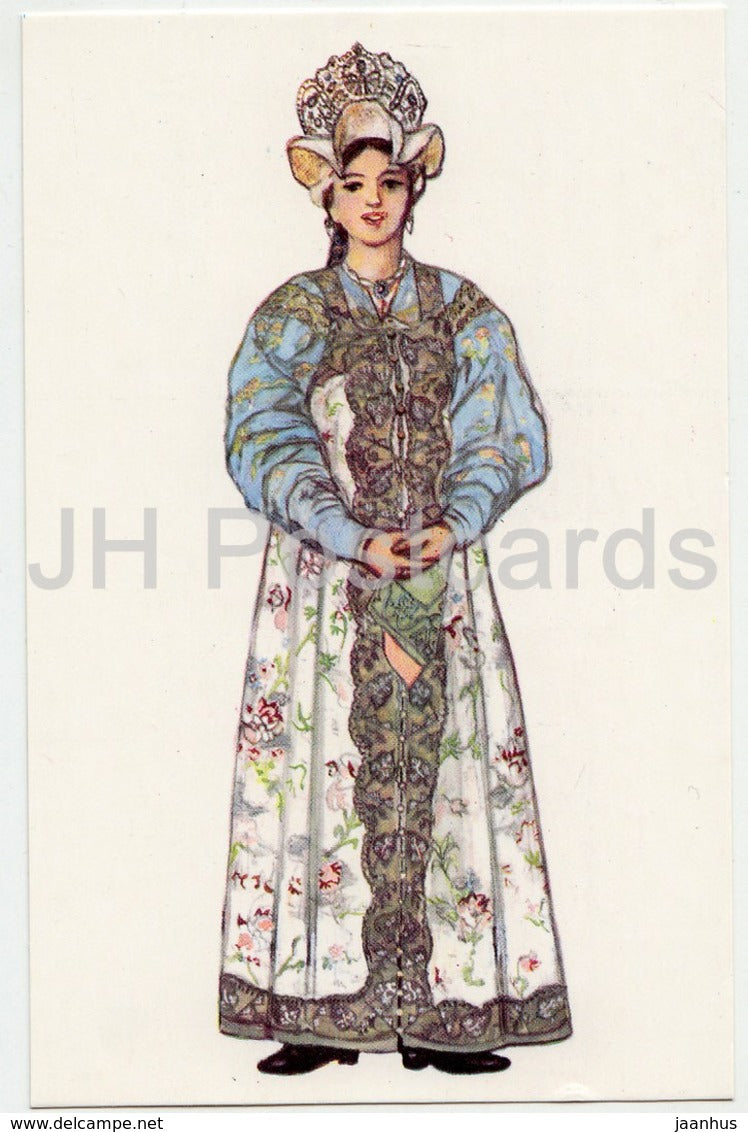 Woman Sunday Clothes - Novgorod Province - Russian Folk Costumes - 1969 - Russia USSR - unused - JH Postcards