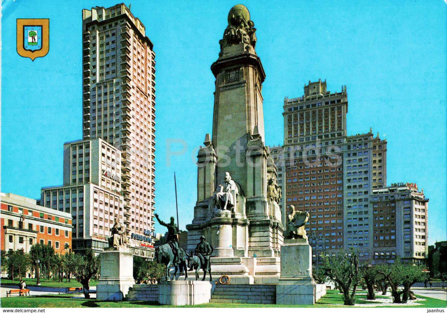 Madrid - Plaza de Espana - Monumento a Cervantes - square - monument - 1995 - Spain - used - JH Postcards