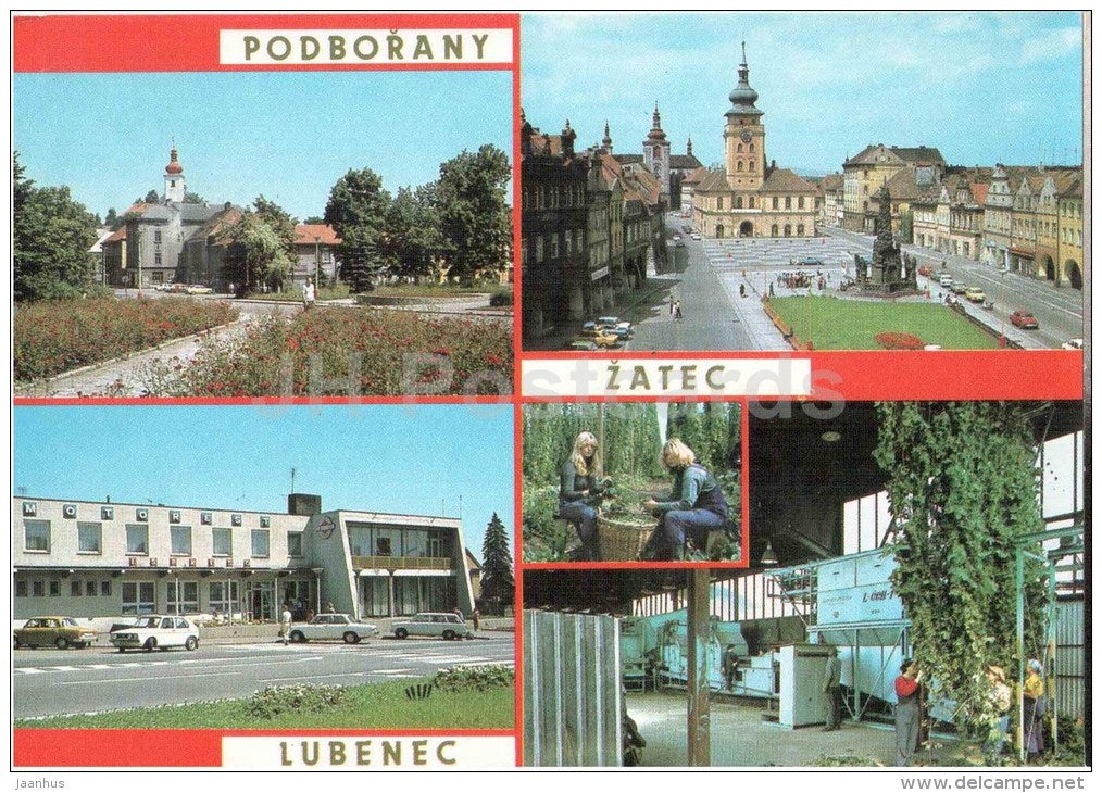 Zatec - town views - architecture - square - roadhouse - Czechoslovakia - Czech - unused - JH Postcards