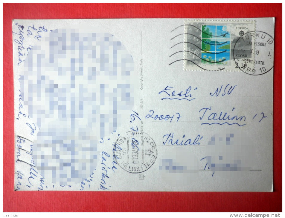 illustration - boy - EUROA CEPT - Belgium - sent from Finland Turku to Estonia USSR 1986 - JH Postcards