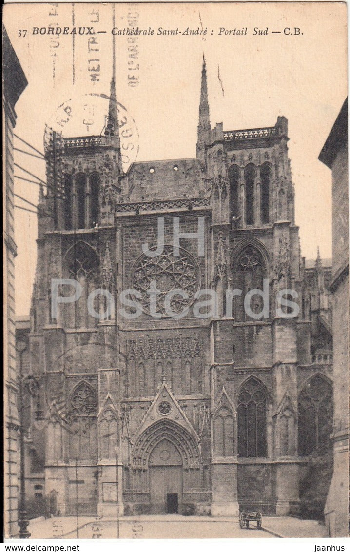 Bordeaux - Cathedrale Saint Andre - Portail Sud - cathedral - 37 - 1929 - old postcard - France - used - JH Postcards