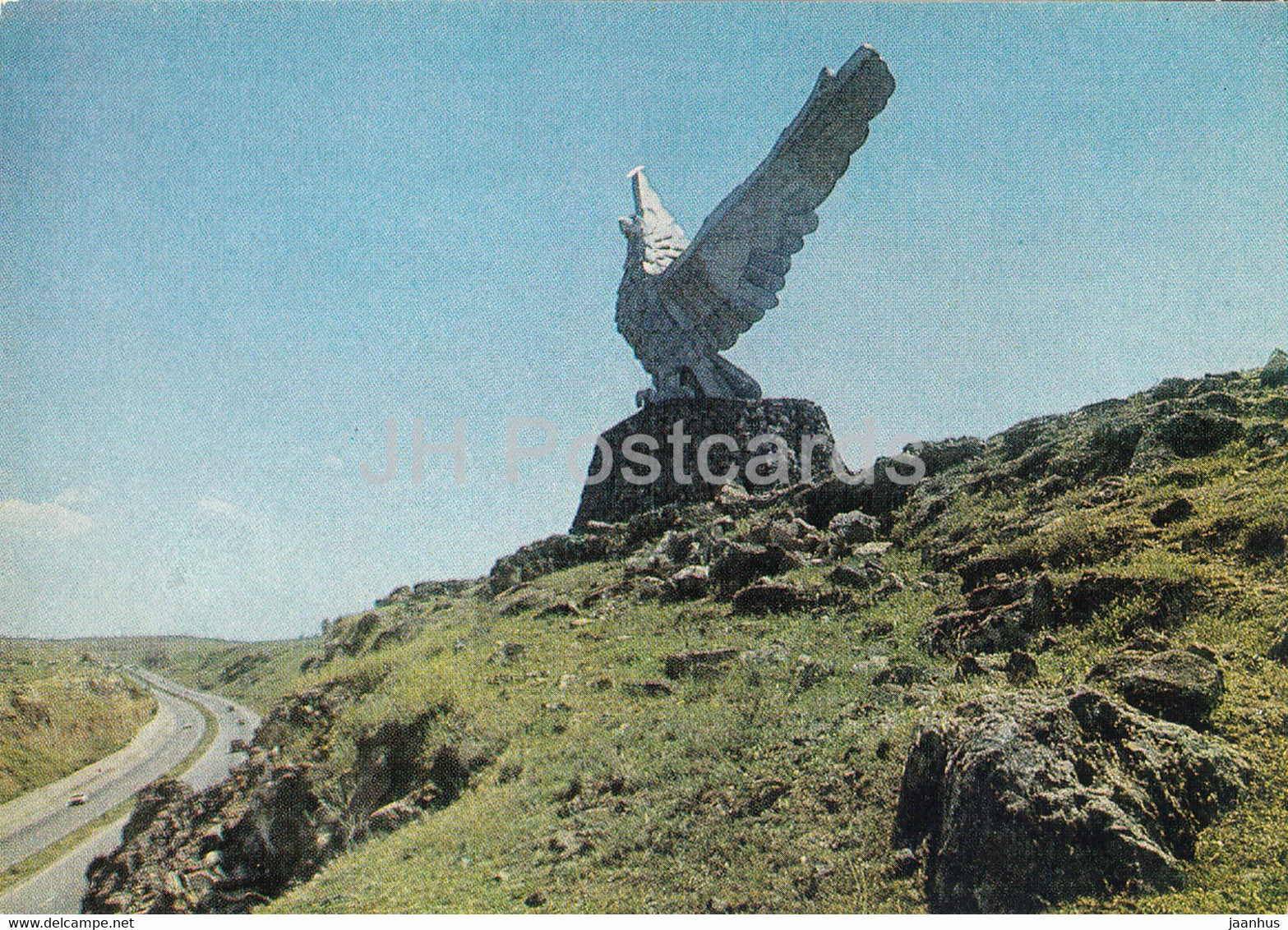 Yerevan Sevan highway - eagle sculpture - 1978 - postal stationery - Armenia USSR - unused - JH Postcards