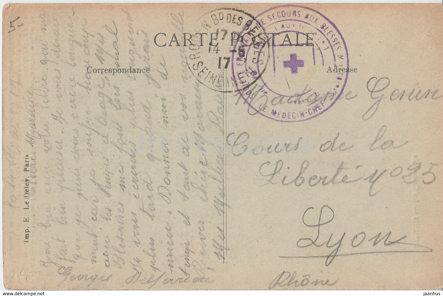 Rouen - La Cathedrale - 616 - Société de Secours aux Blessés Militaires - old postcard - 1917 - France - used