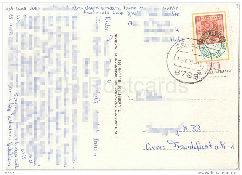 Grüsse aus dem Sinngrund - Brückenau - Oberbach - Schaippach - Altengronau - Zeitlofs - Germany - 1978 gelaufen - JH Postcards