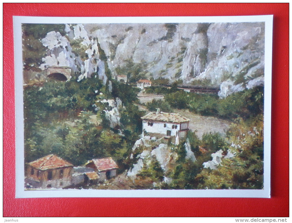 painting by Krum Dzhakov . Iskar River Gorge - Bulgaria - 1964 - Russia USSR - unused - JH Postcards